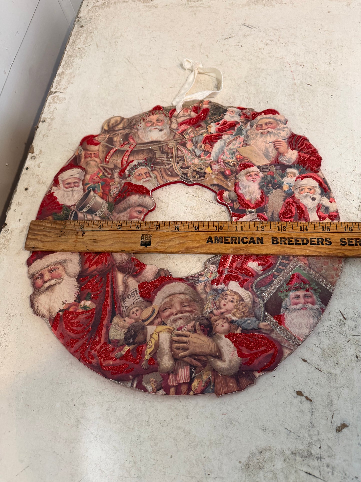 Wooden Glitter Santa Wreath