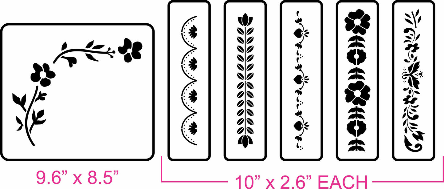 Folk Art Borders | JRV Stencil Designed by Debi from Debi's Design Diary