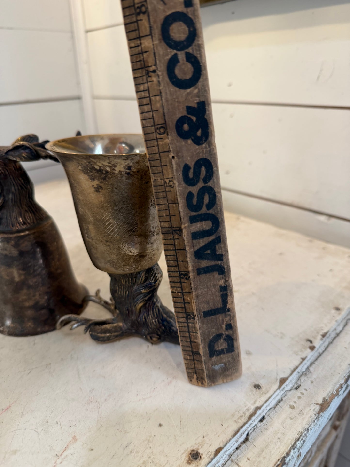 Vintage Silverplate Stag Upside Down Head Stirrup 6oz CUP set