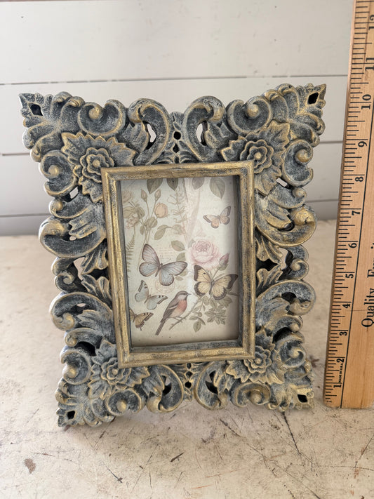 Ornate Frame with Butterly Ephemera Print
