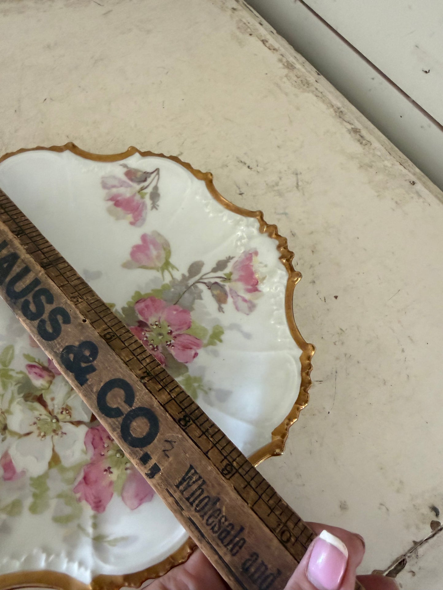Coronet Antique Limoges Pink, White And Gold Decorative Plate