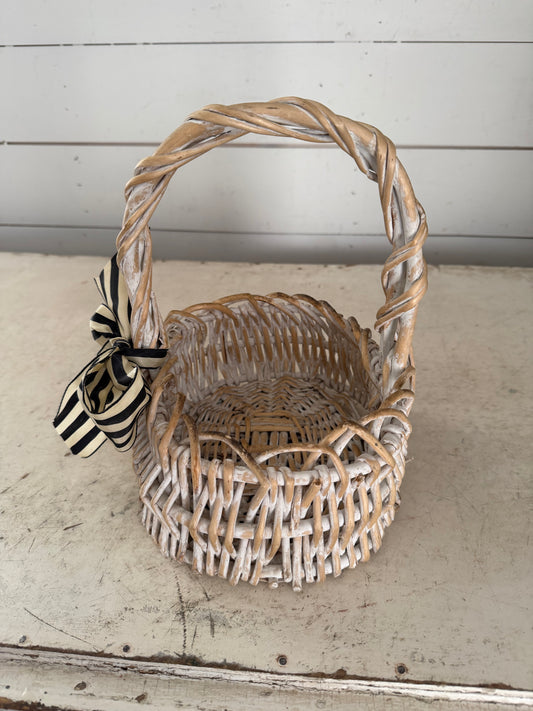 Wicker Basket with a Black and White Bow