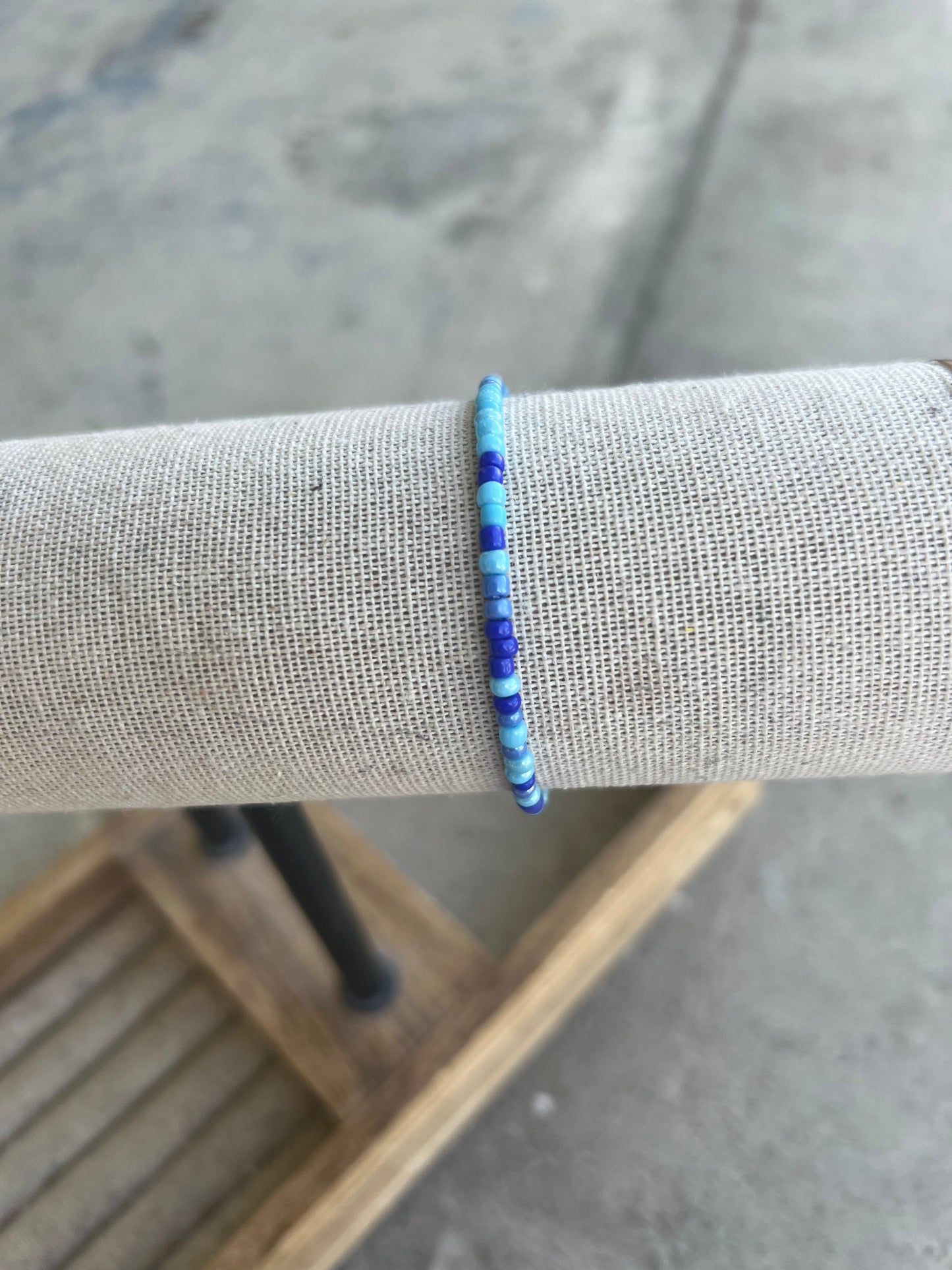 Blue homemade seed bead Bracelet