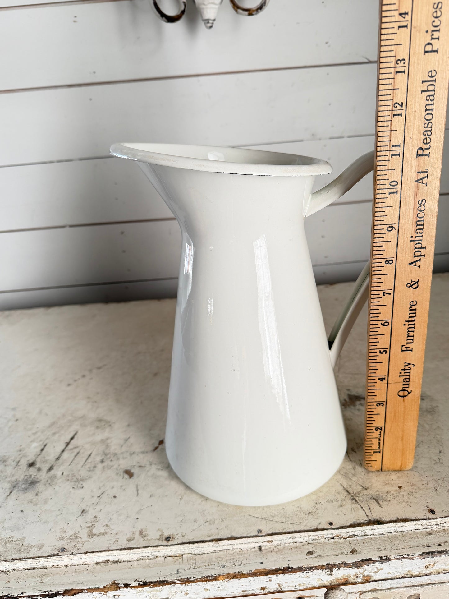 12 inch white enamel IKEA pitcher