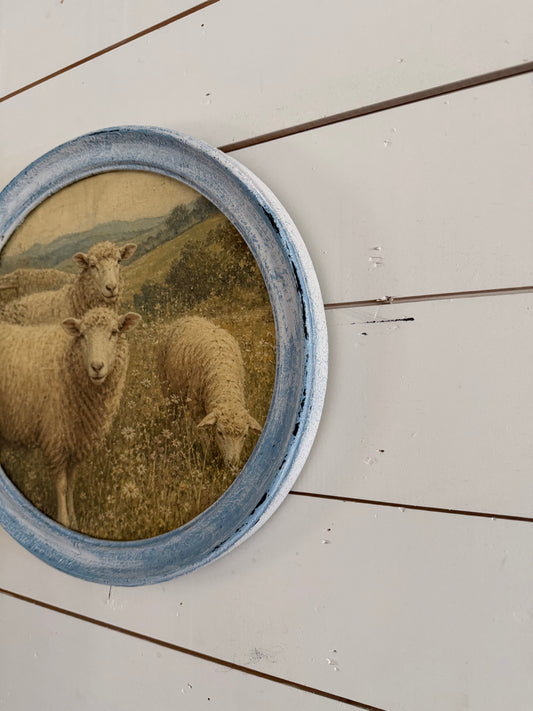 Vintage Oval Framed Sheep