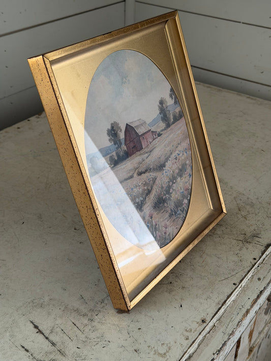 8x10 Brass Frame with Oval Matt Barn Print
