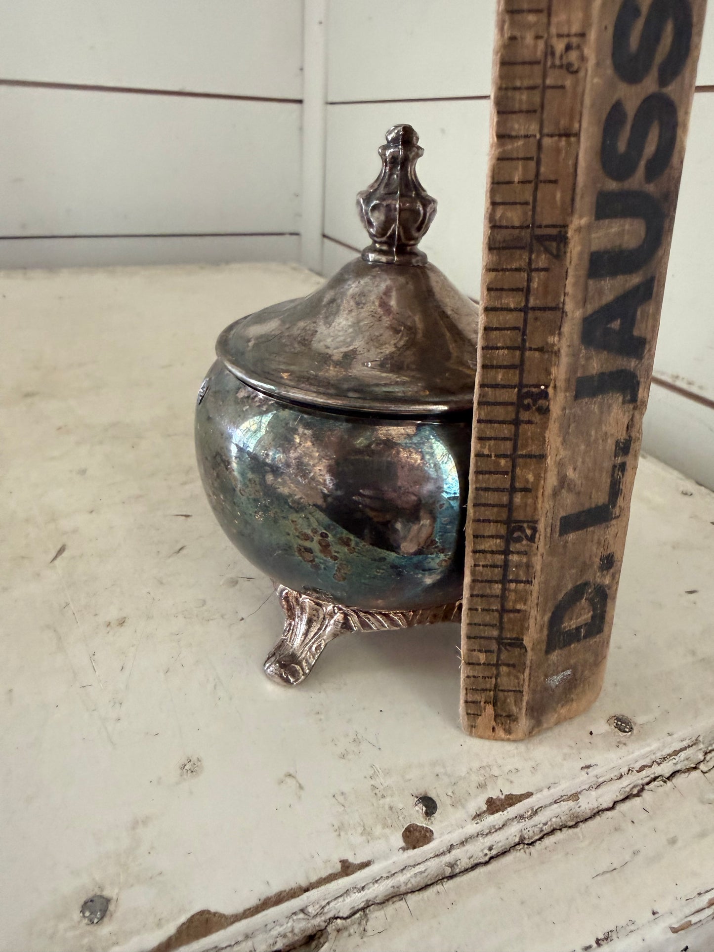 vintage silver plate, sugar dish with lid