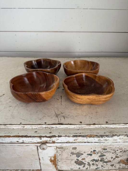 Vintage Sorenson Hawaii Monkey Pod MCM Scalloped Wood Bowl sold individually