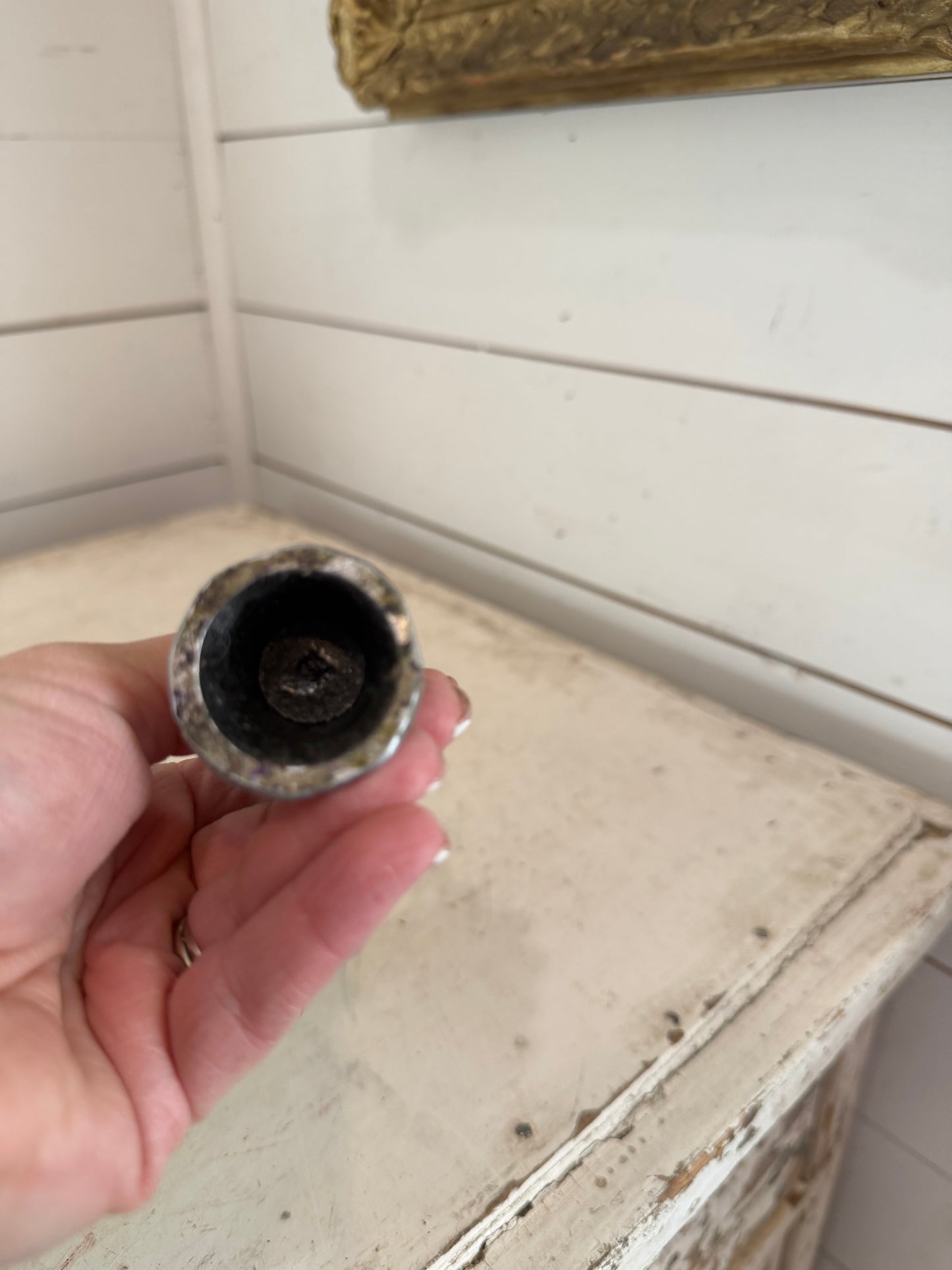 Rare Vintage Pewter Standing Candle Snuffer - Art Nouveau Style - Botanical Vine Grapevine