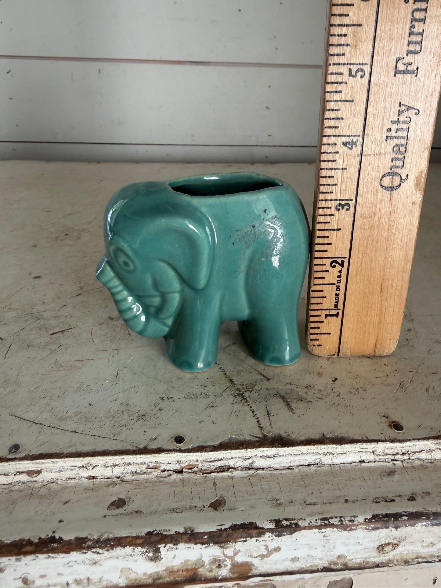 Vintage Green Elephant Planter