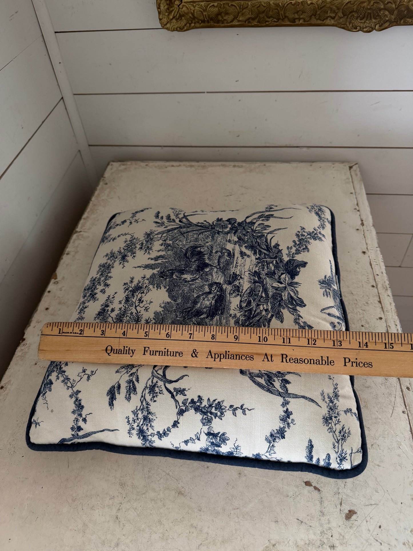 French Country Blue Toile Throw Pillow