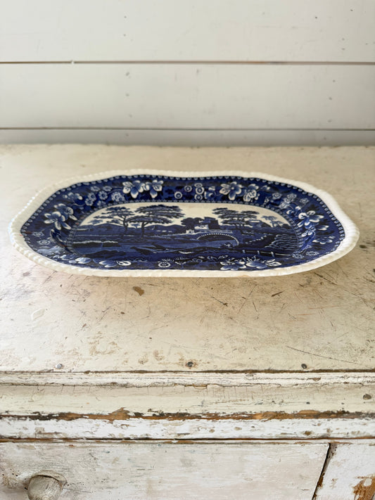 Vintage Copeland Spode Tower Blue Platter 12” ironstone