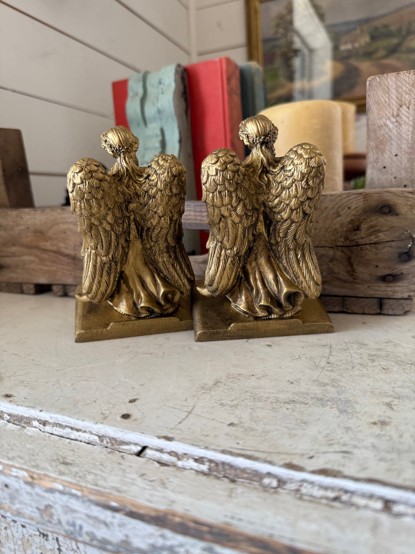 Angel Stocking Holder Set will get repaired and painted gold with dark wax