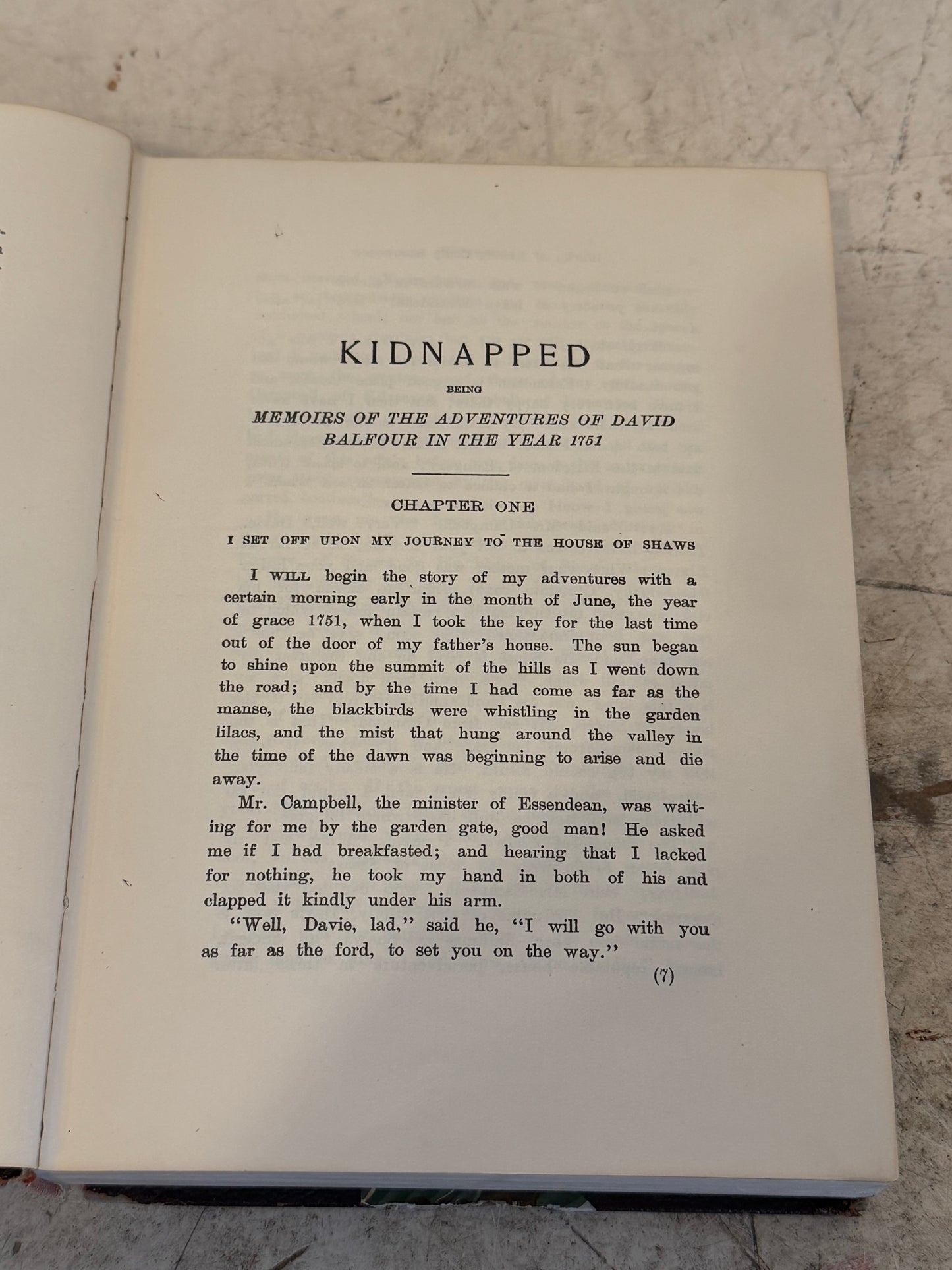 Antique leather bound kidnapped book