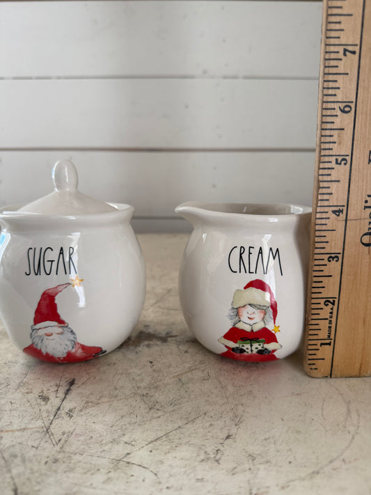 Rae Dun Santa and Mrs Claus Sugar and Creamer