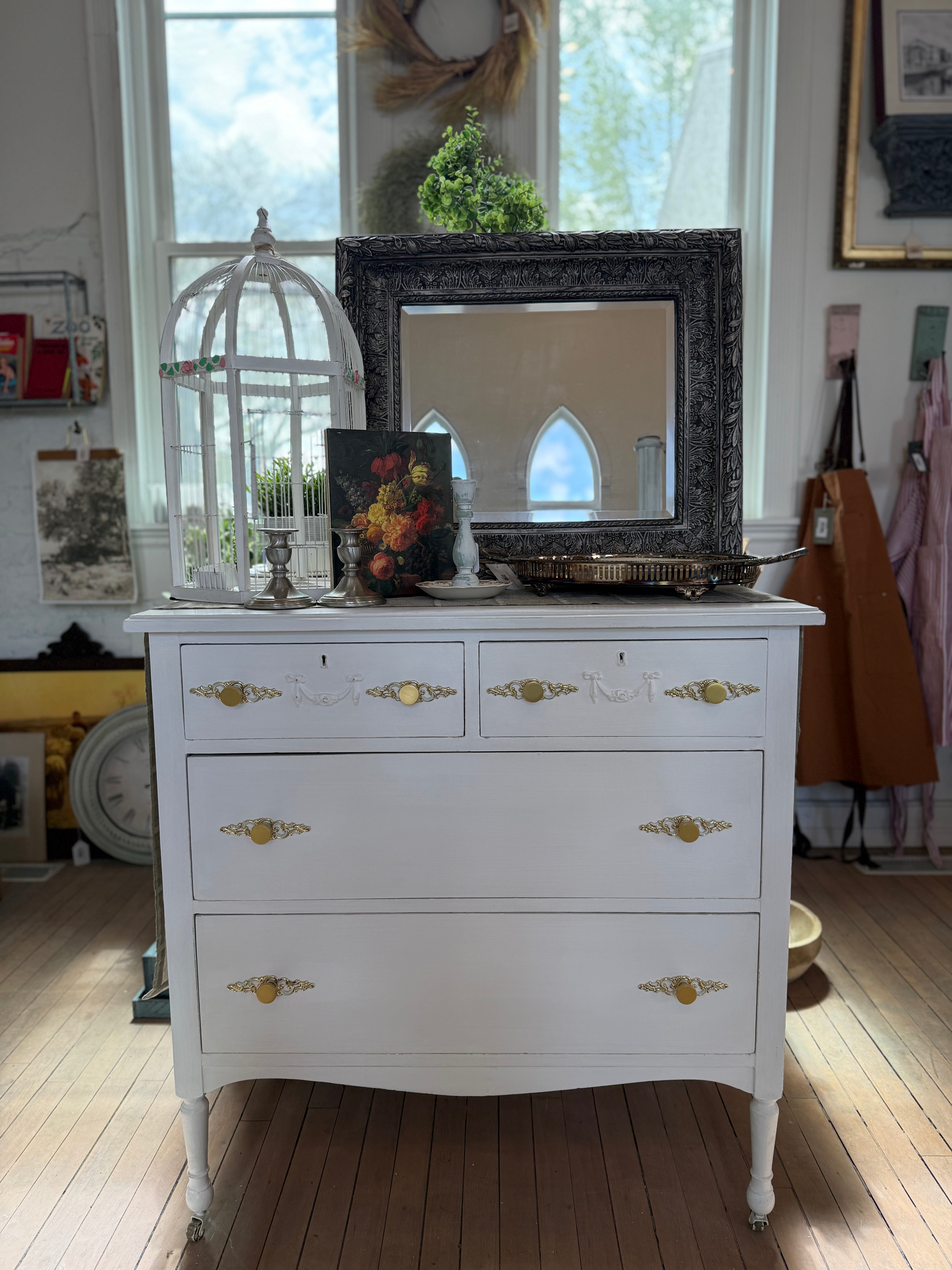dresser with gold knobs Antique Dresser