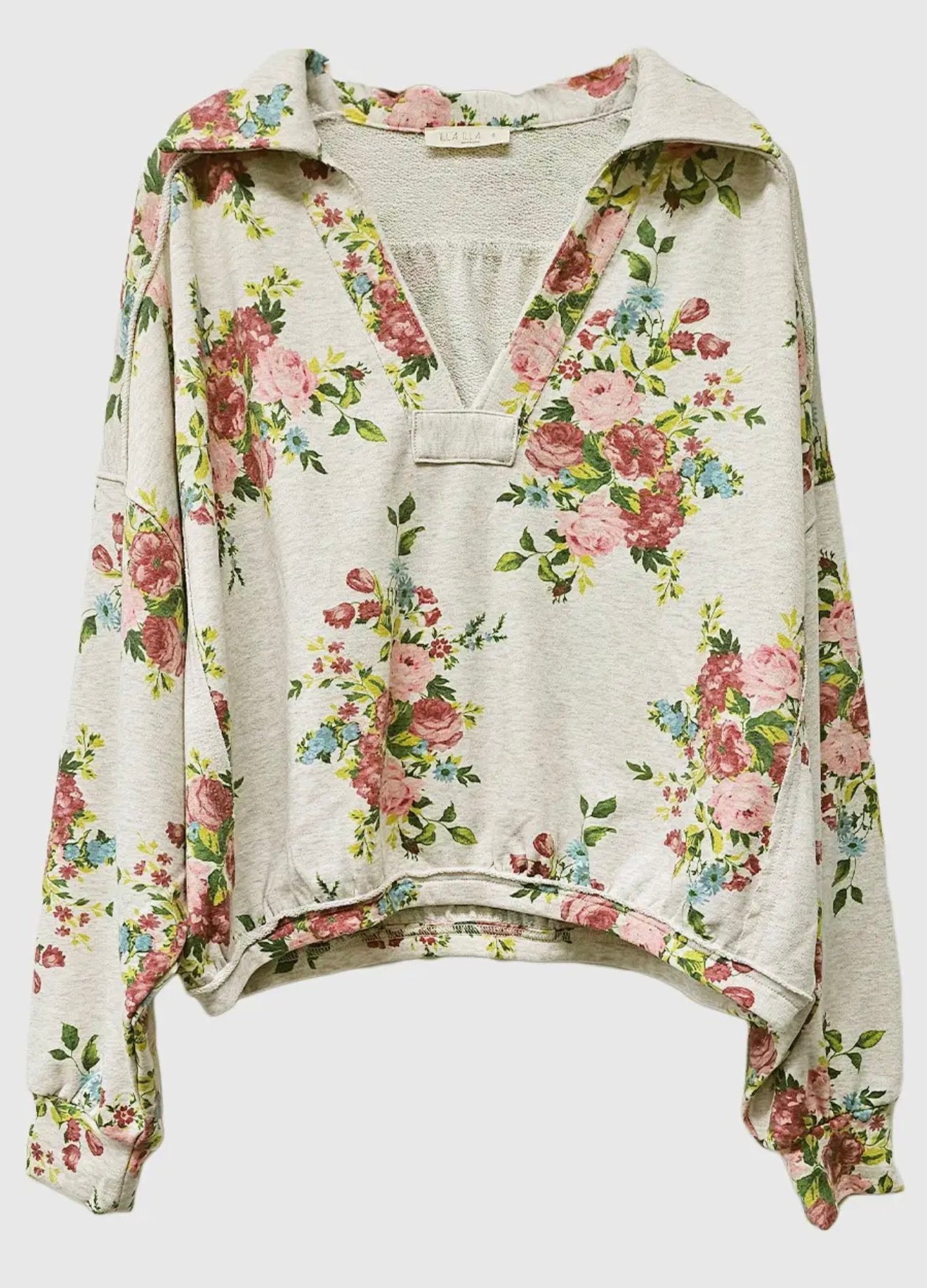 Floral Cotton Terry cropped sweatshirt