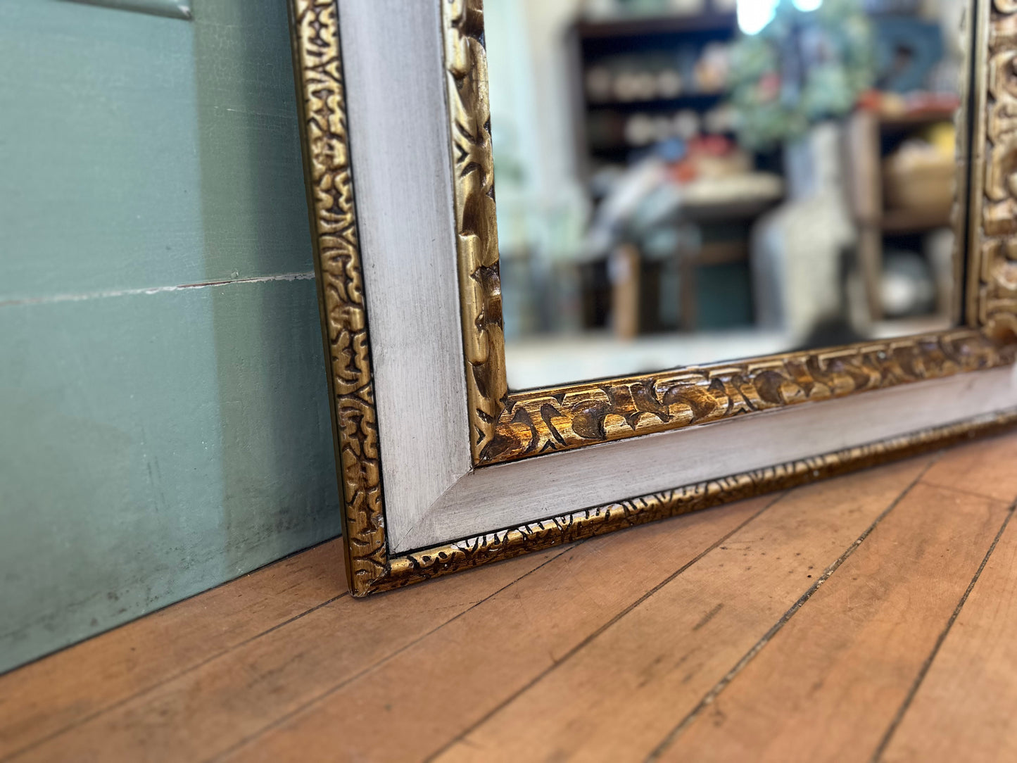 Vintage Gold Mirror hand painted & aged