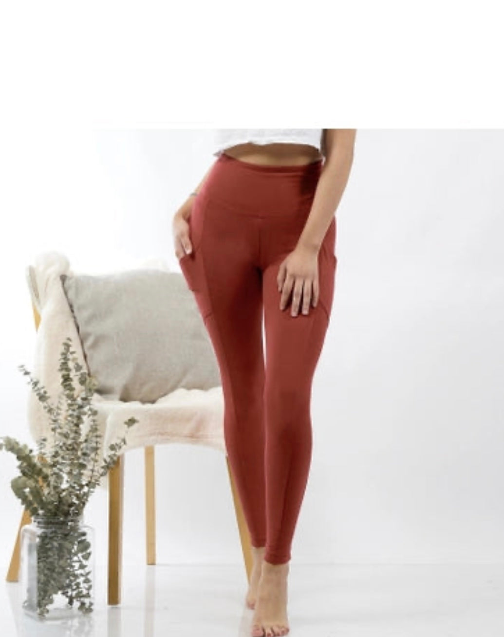 Dark Rust Leggings with Pockets