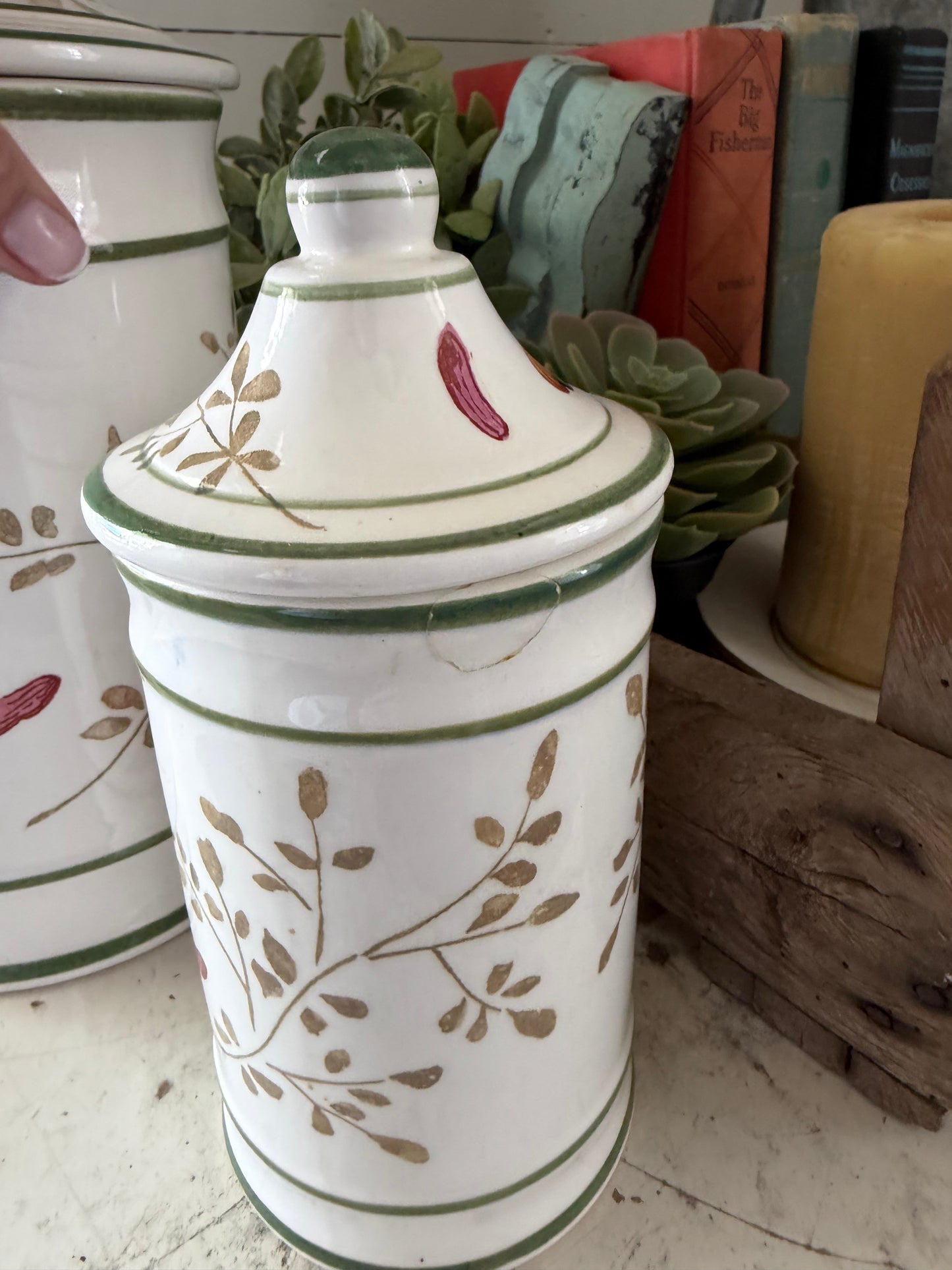 Vintage Italian ceramic canister set - has chips as found - pictured
