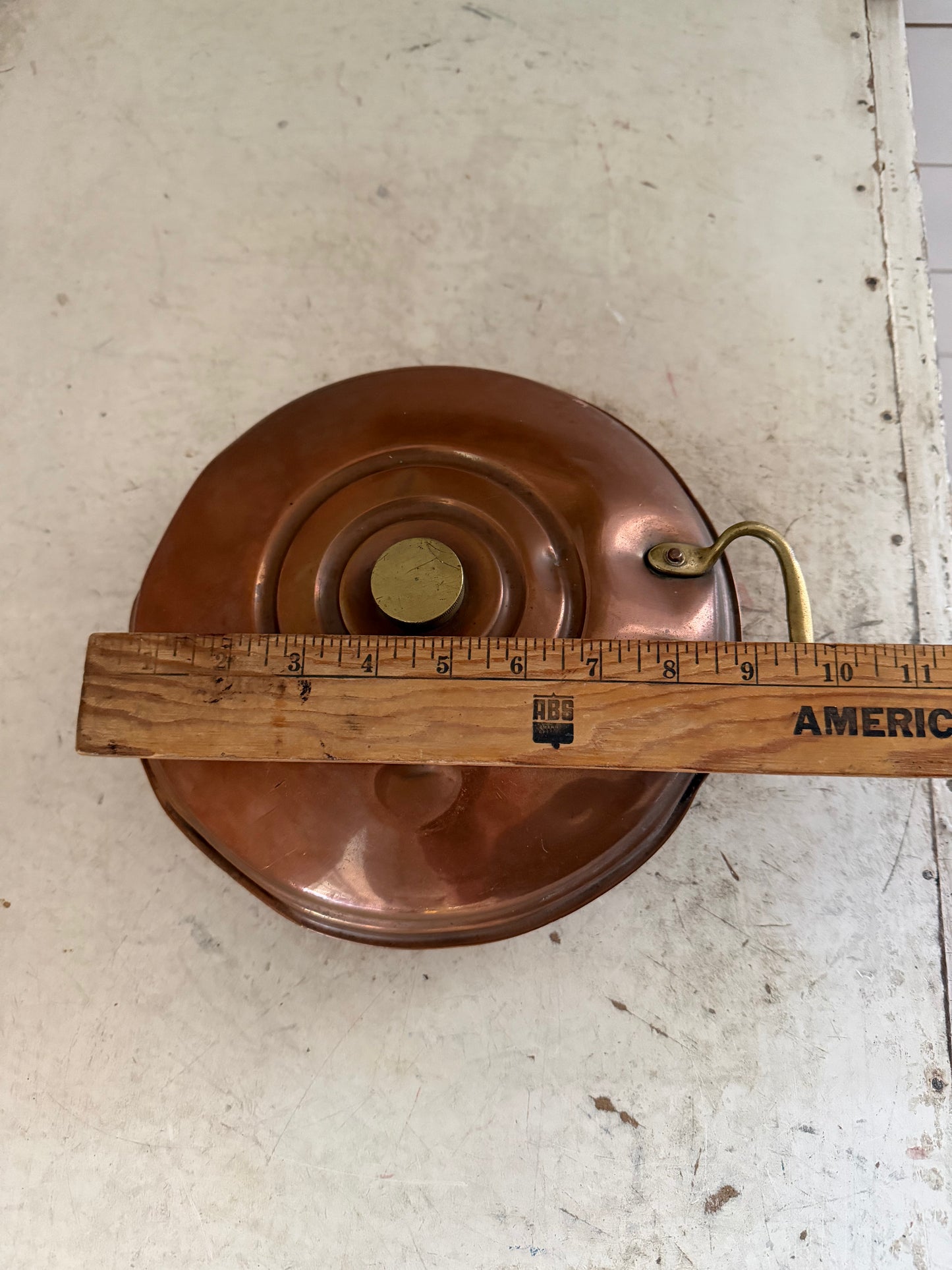 Antique Copper Hot Water Bottle With Brass Lid and Handle