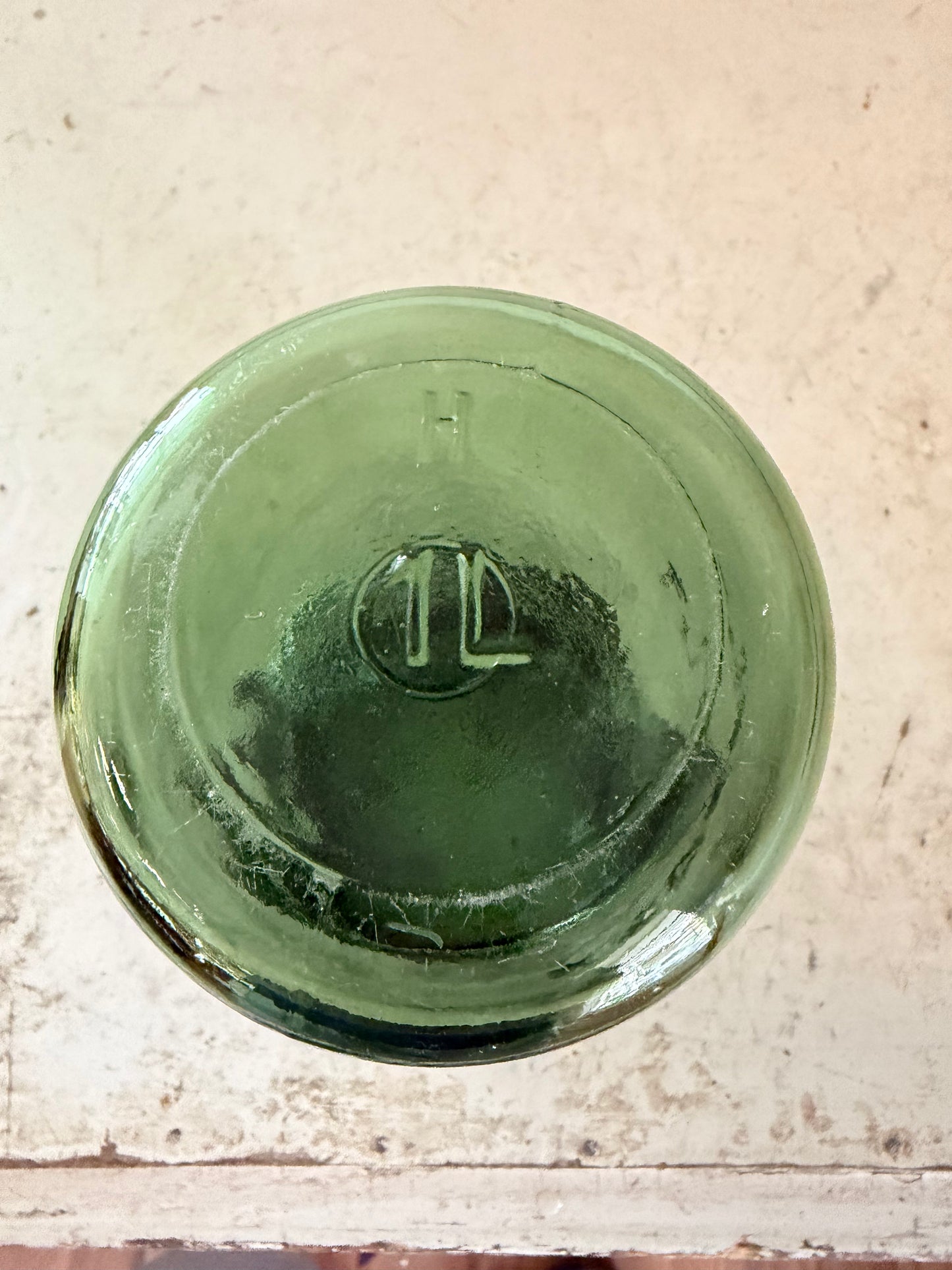 L’ideal 1 litre Antique Green Glass Hermetic Canning Jar