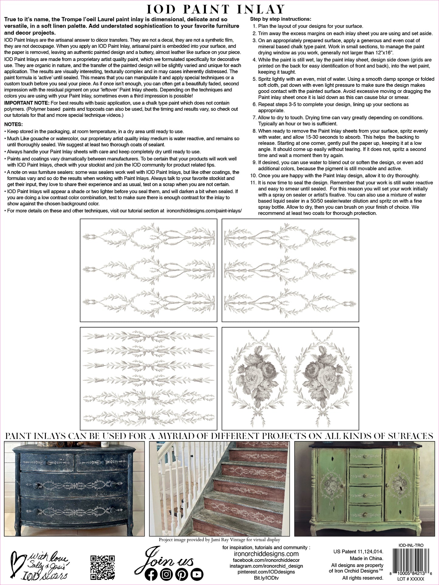Trompe L’oeil Laurel | Paint Inlay | IOD Iron Orchid Designs