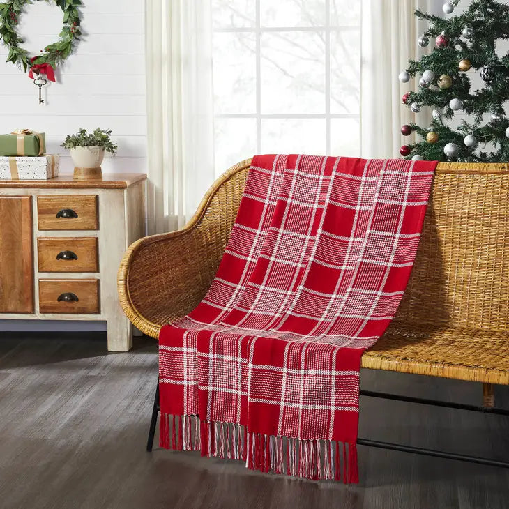 Red and white plaid blanket sale