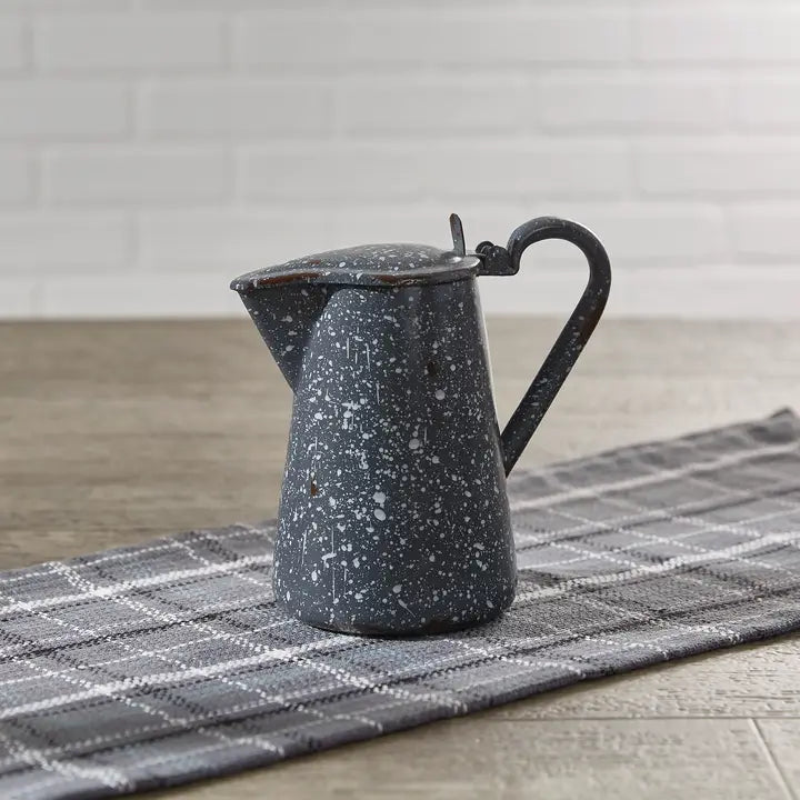 Gray Granite Enamelware Pitcher with Lid