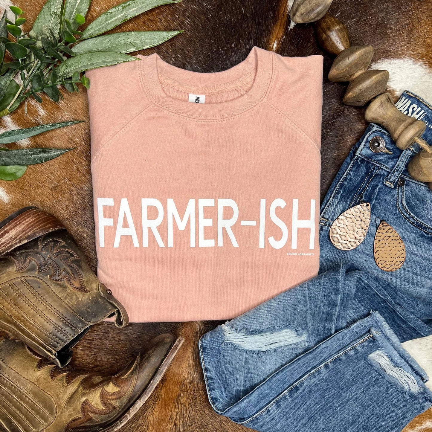 FARMER-ISH Crewneck Sweatshirt (Rose)