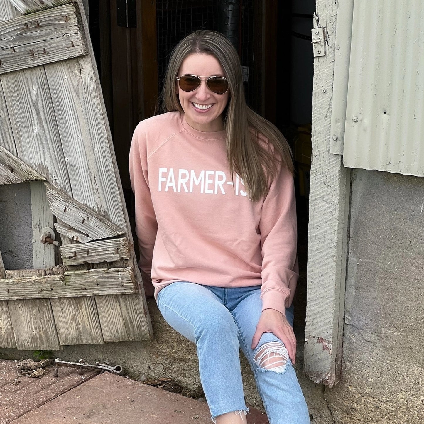 FARMER-ISH Crewneck Sweatshirt (Rose)