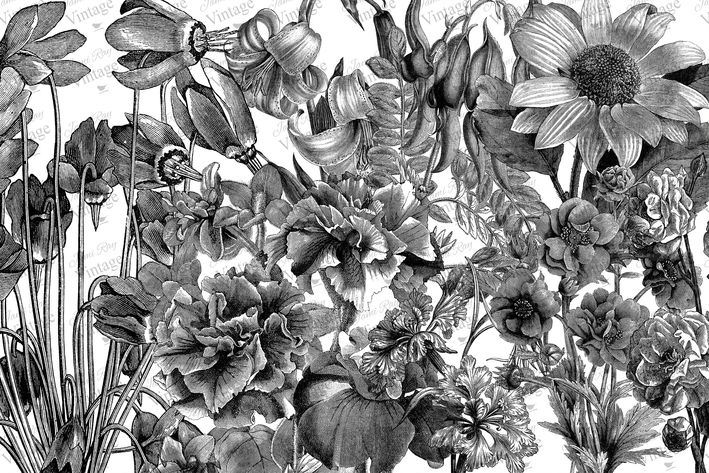 Black Floral Craft Tissue Paper