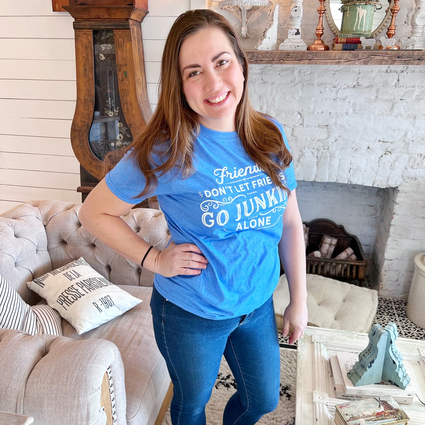 Friends Don't Let Friends Go Junkin Alone - Heather Royal Blue