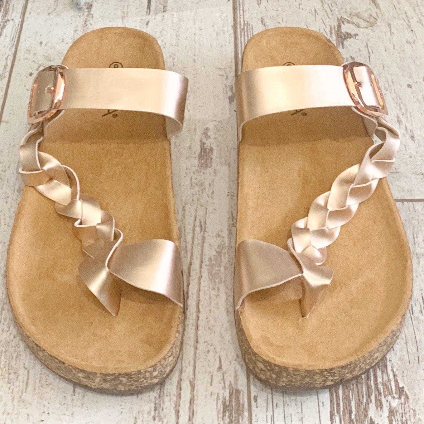 Rose Gold Braided Toe Sandals