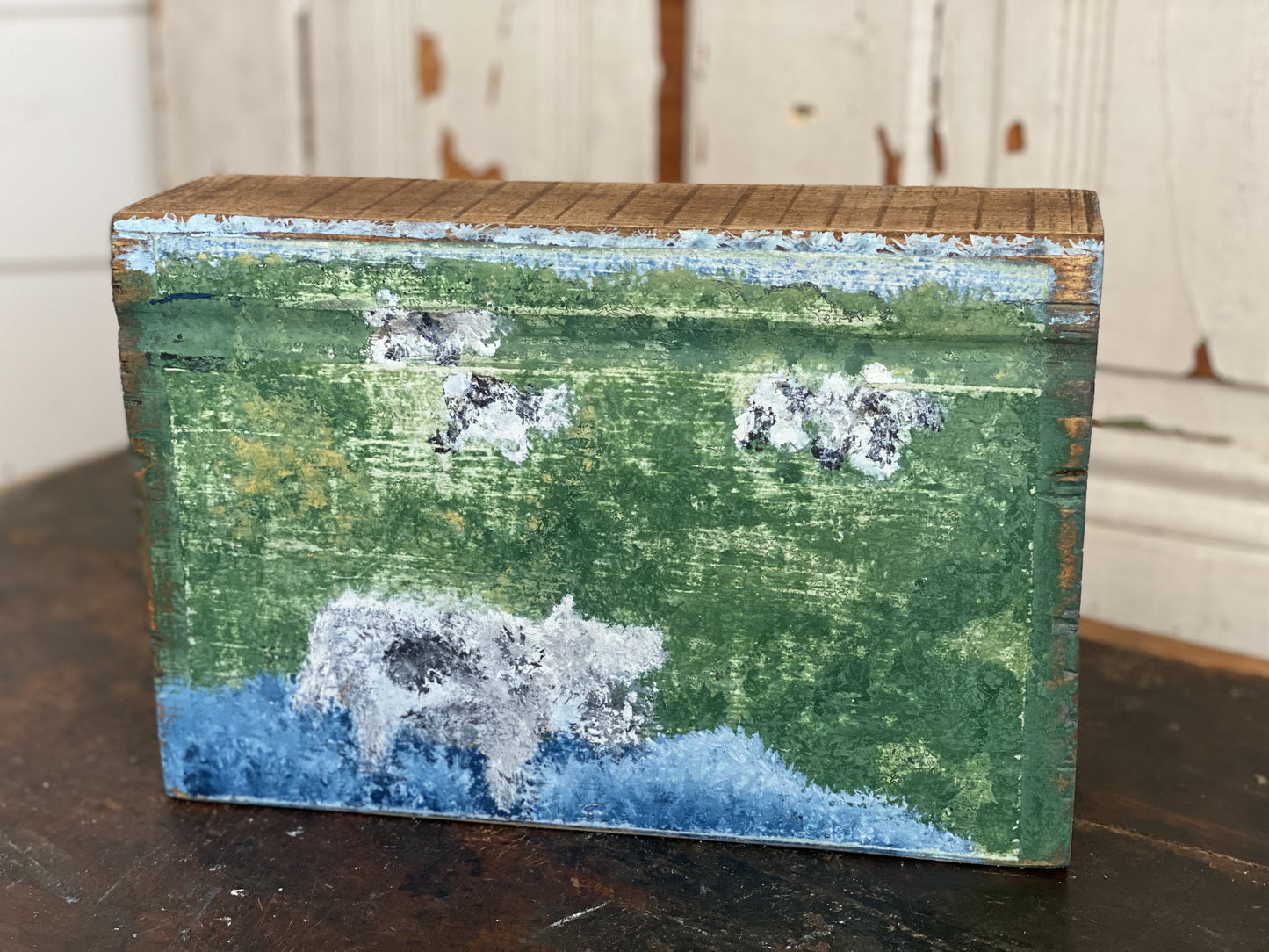 Hand painted wood book