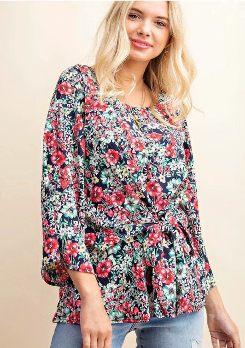 Floral Tie Blouse