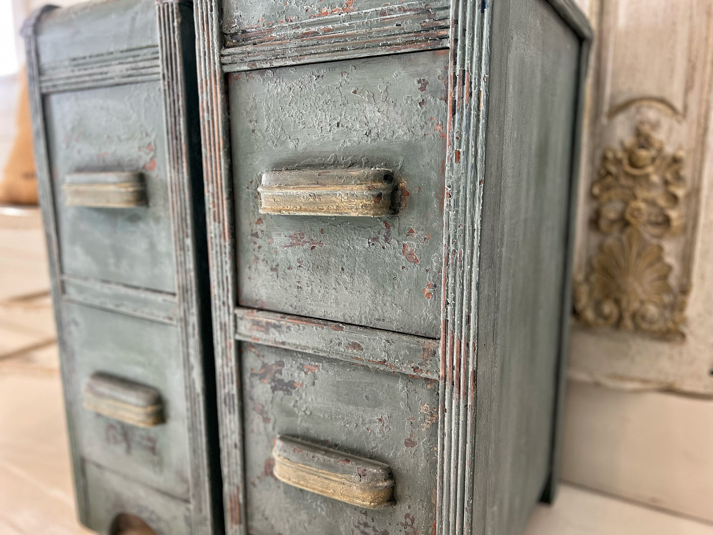 Vintage Chippy Nightstand Set