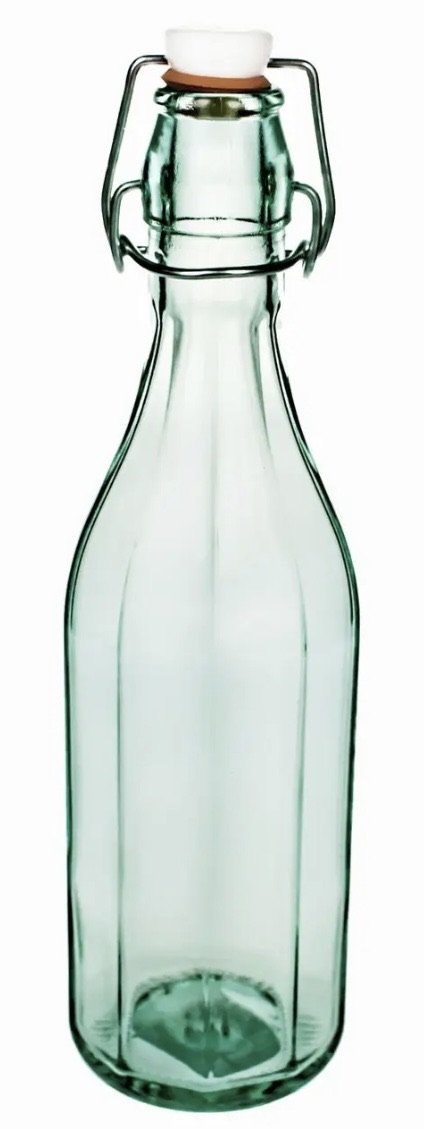 Green Glass Spice Bottle, Faceted