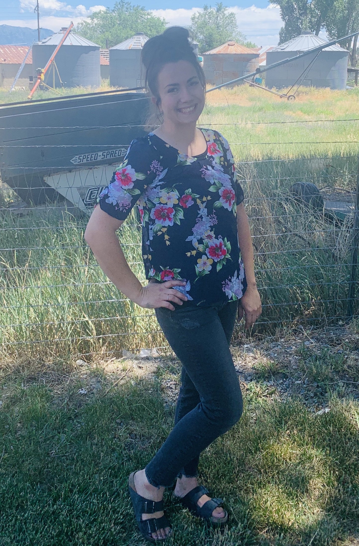 Floral Chiffon Blouse with Detailed Sleeves