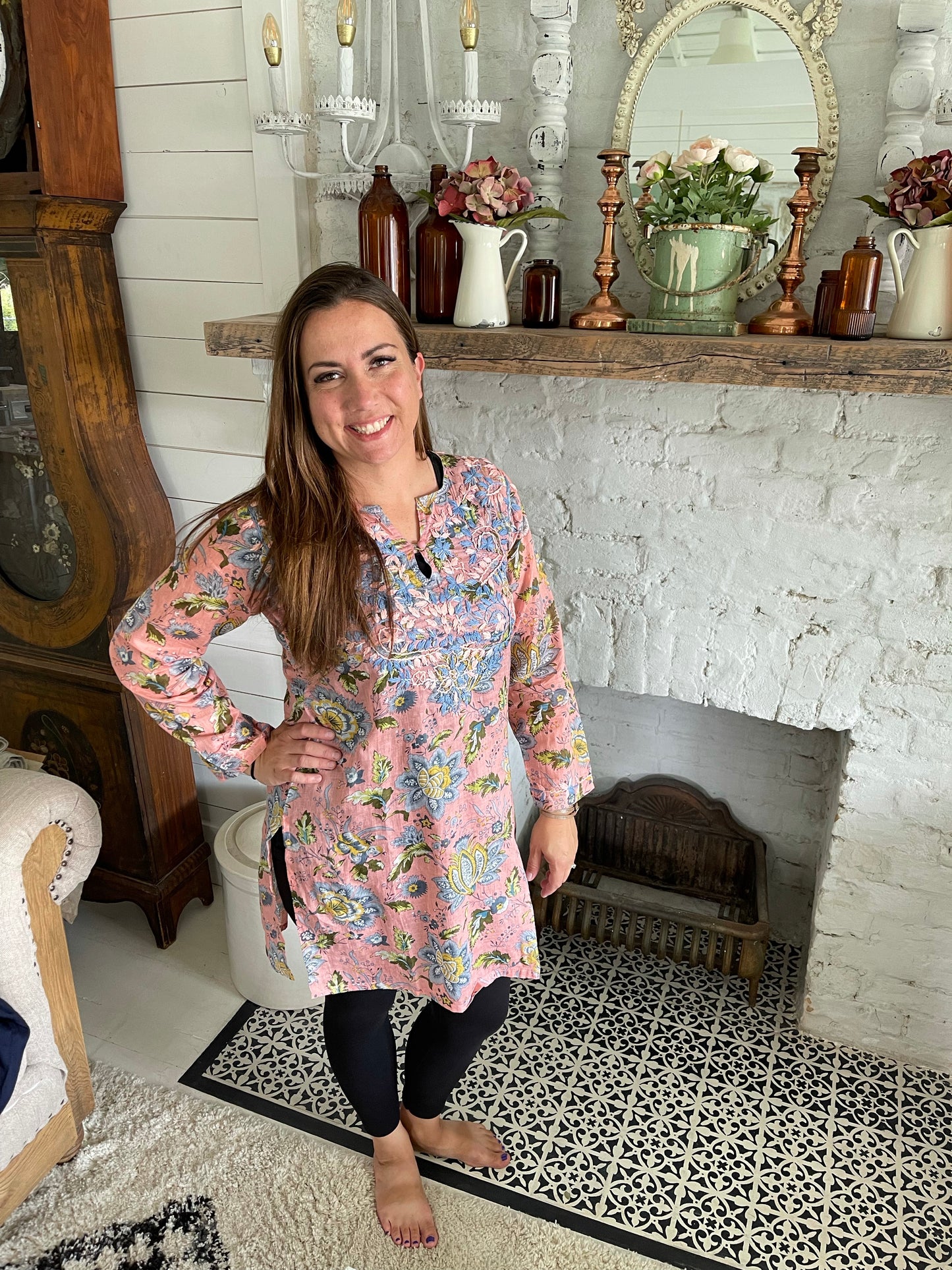 Pink Embroidered Tunic