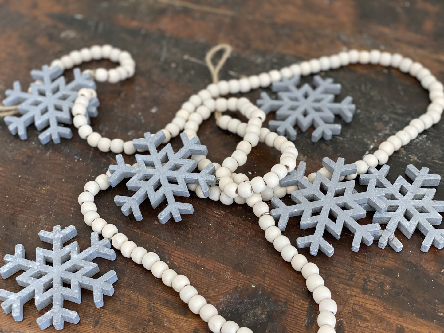 Snowflake Wood Bead Garland