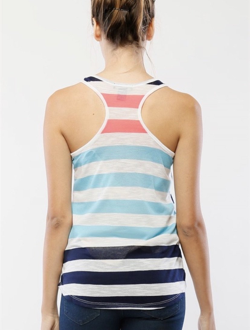 Striped tank in Blue/Tomato/Navy