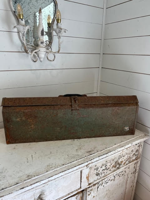 Vintage Large Homemade Carpenter's Wooden Tool Box Chest