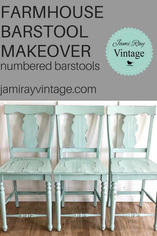 Farmhouse Barstool Makeover | Numbered Barstools