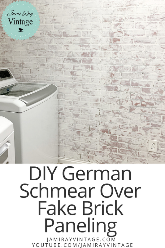 DIY German Schmear Over Brick Paneling | Laundry Room Makeover