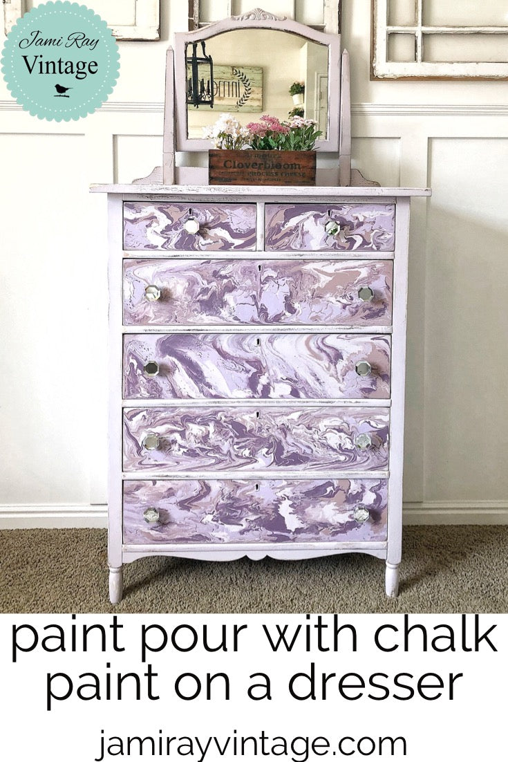 Paint Pour With Chalk Paint On A Dresser | YouTube Video