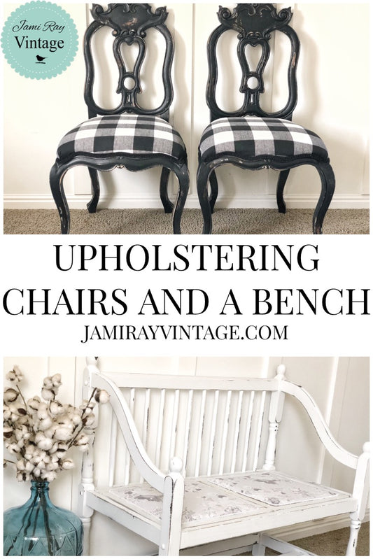 Upholstering Chairs And A Bench From Our Thrift Store Haul | YouTube Video