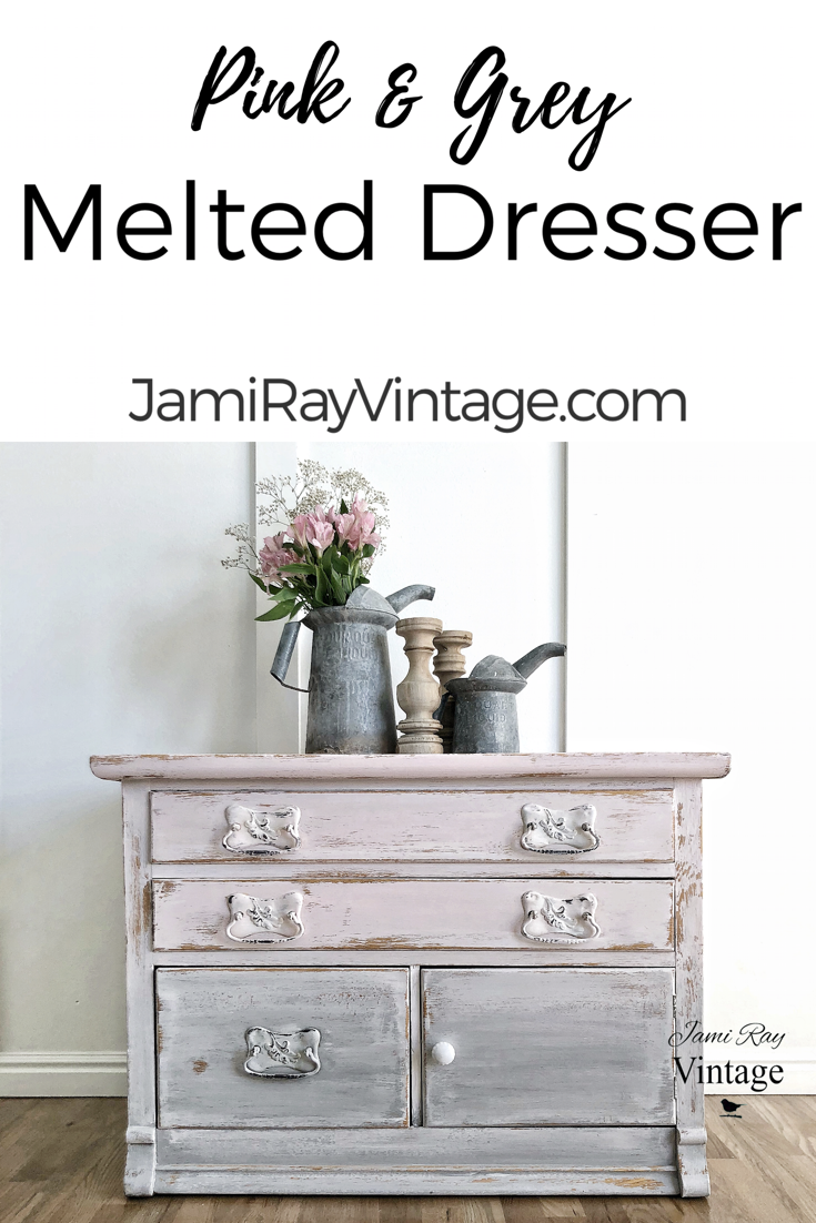 Pink and Grey Melted Dresser | Ashley Harris Home Makers Club | Video   Jami Ray Vintage