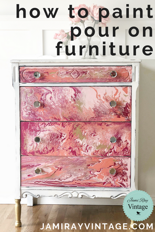 How To Paint Pour On Furniture | YouTube Video