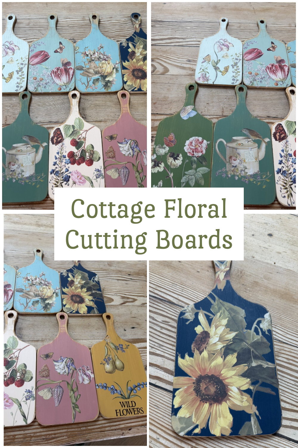 DIY Cottage Floral Cutting Boards - Vintage Botanical Style
